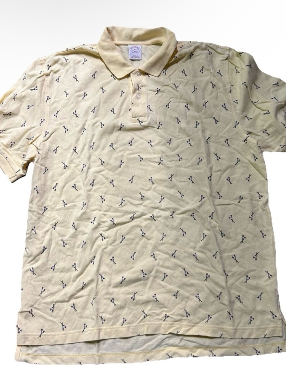 Men’s Brooks Brothers Yellow Golf Polo Oars Summer Nautical Size XL